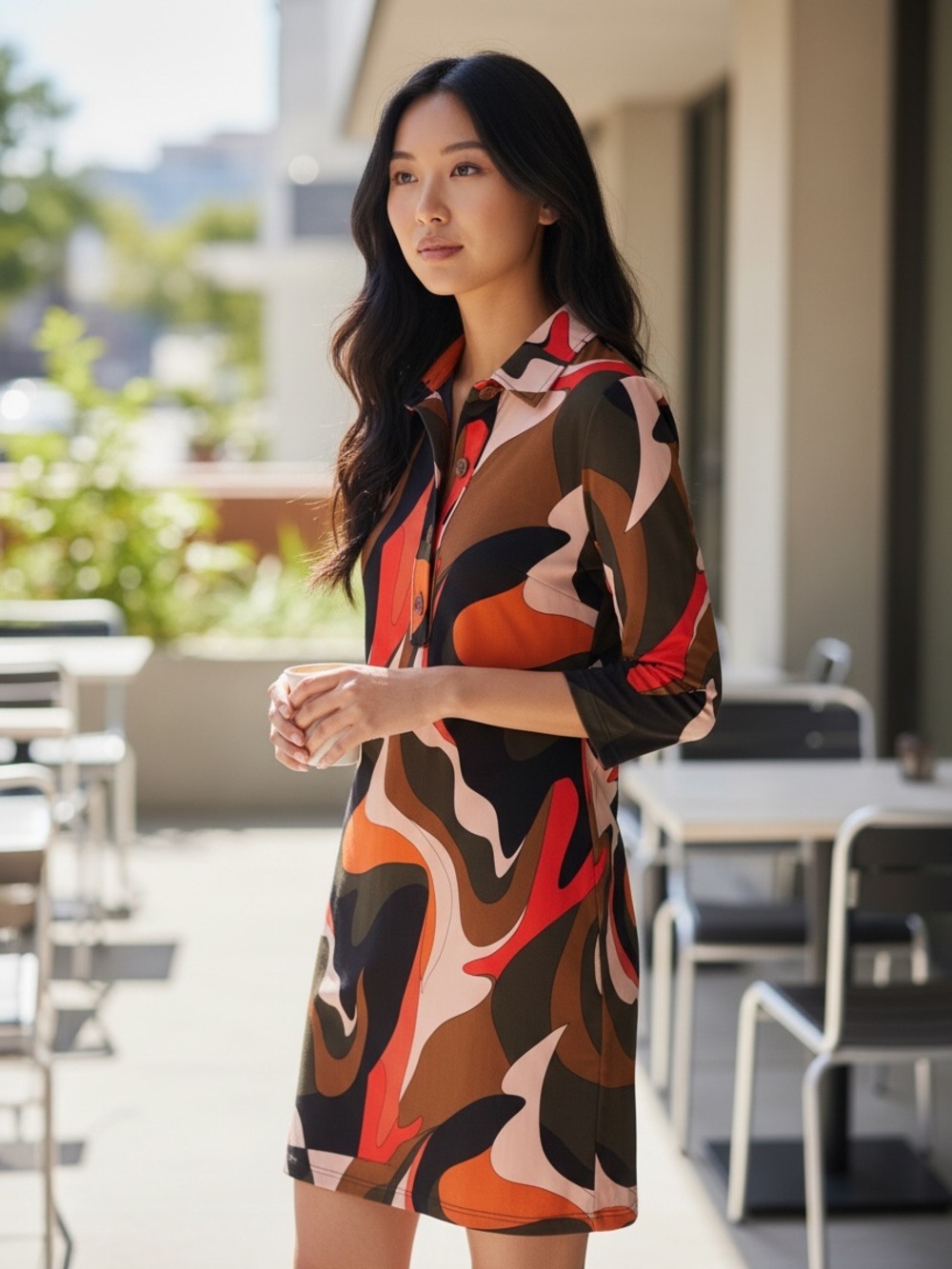 Multicolor Abstract Print Shift Dress